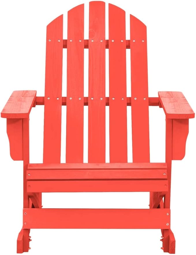 Patio Rocking Adirondack Chair Solid Fir Wood Red, Patio Dining Chairs, Bar Stools - Photo 3