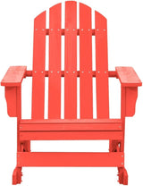 Patio Rocking Adirondack Chair Solid Fir Wood Red, Patio Dining Chairs, Bar Stools - Photo 3