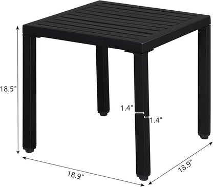 Outvita Metal Square Side Table, Indoor Outdoor Small Patio End Table, Portable Coffee Bistro Table for Deck Porch Yard Garden Balcony Bedside Black
