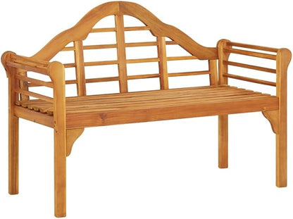 49.2" Solid Acacia Wood Garden Bench, Rustic Brown Patio Seating for 2-3, Ergonomic Outdoor Furniture, Weather-Resistant Park Style Seat for Garden, Porch, Living Room and Entryway