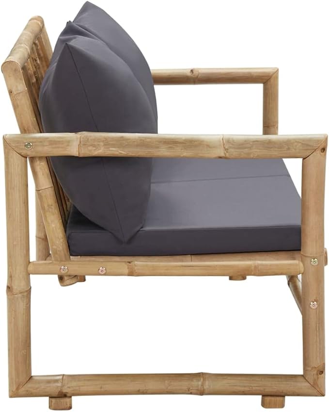 Garden Bench Deck Bench Patio Bench with Cushions 45.3" Bamboo