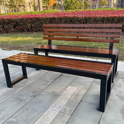 Benches Garden Bench Outdoor Patio Seating Backless Park Chair Lawn Path Slatted Seats,Outdoor Metal Garden Bench for 2 3 People Loveseat Patio Chair with Backrest Durable Galvanized Frame &