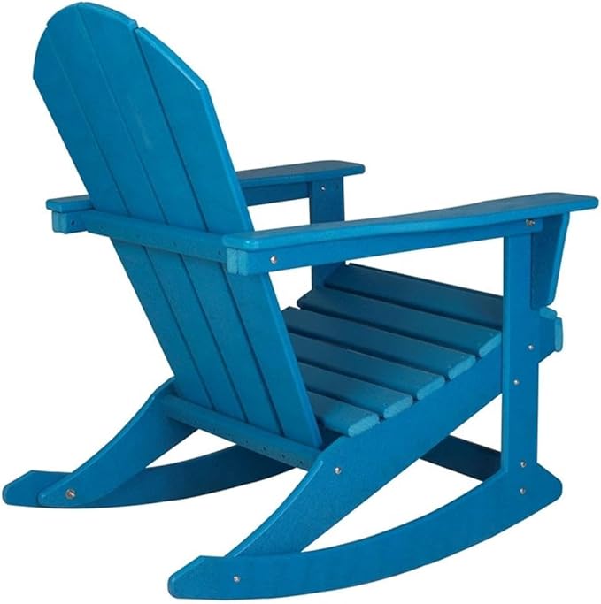 Costaelm Outdoor Adirondack Chair, All Weather Resistant Classic Balcony Chair and Fire Pit Chairs, Adirondack Plastic Outdoor Porch Furniture Rocking Chair High Back HDPE Poly Lumber, Pacific Blue