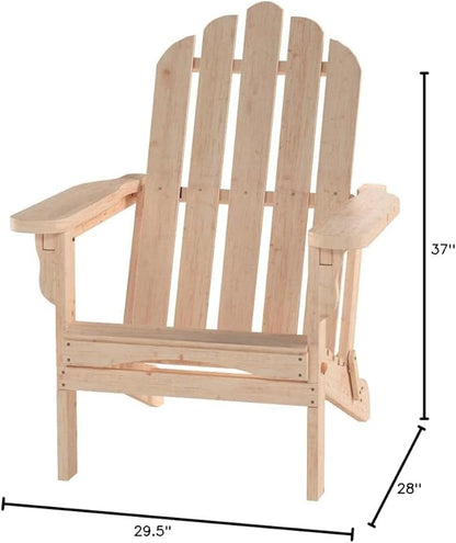 Shine Company Marina Adirondack Chair, Back & Seat Pre-Assembled, Natural
