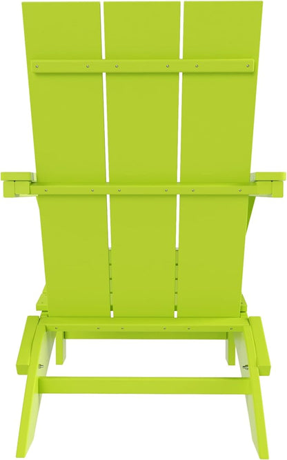 WO Home Furniture HDPE Adirondack Chair Folding Poly Lumber All Weather UV/Fade Resistant Heavy Duty for Patio, Backyard, Balcony, Garden, Lawn (Lime)…