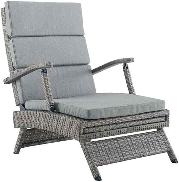 Modway Envisage Outdoor Patio Wicker Rattan Chaise Lounge in Light Gray Gray