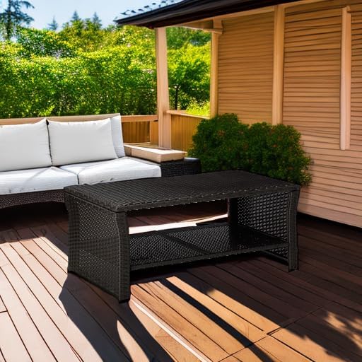 Christopher Knight Home Justin Outdoor Wicker Coffee Table, Brown, Black