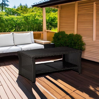 Christopher Knight Home Justin Outdoor Wicker Coffee Table, Brown, Black