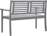 2-Seater Patio Bench with Cushion 47.2" Gray Eucalyptus Wood Garden Bench Deck Bench Outdoor Bench Porch Bench for - Photo 5