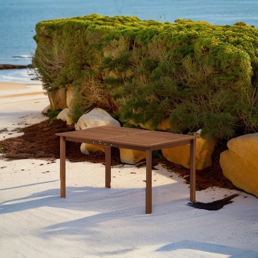 Furinno Tioman Outdoor Dining Table, Natural 35.5"D x 59.0"W x 29.0"H - Photo 5