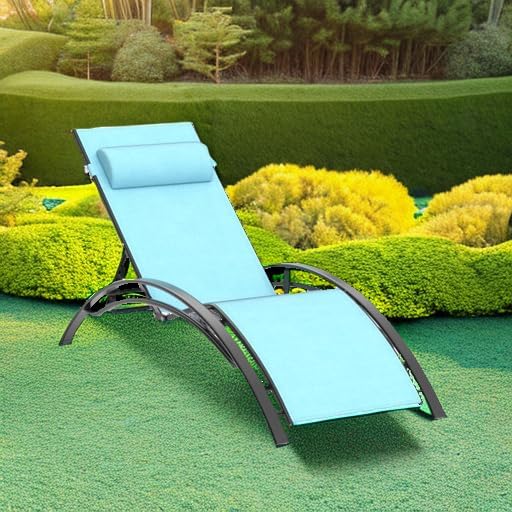 Purple Leaf Patio Chaise Lounge Set of 3 Outdoor Lounge Chair Beach Pool Sunbathing Lawn Lounger Recliner Chiar Outside Tanning Chairs with Arm for All Weather, Side Table Included, Turquoise Blue