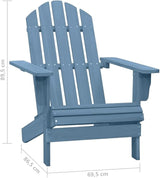 Solid Fir Wood Adirondack Chair Blue Patio Furniture Outdoor Relaxing Lounge Chair for Garden Backyard Poolside - Photo 2