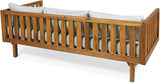 Christopher Knight Home Tina Outdoor 3 Seater Acacia Wood Daybed, Teak Finish, Light Grey - Photo 4