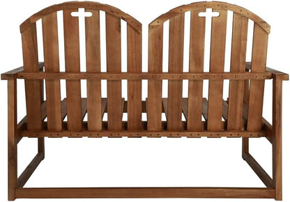 Solid Acacia Wood Garden Bench 43.3 Inch, Brown Rustic Outdoor Bench for Patio and Balcony, Durable Weather-Resistant Construction with Oiled Finish and Comfortable Seating