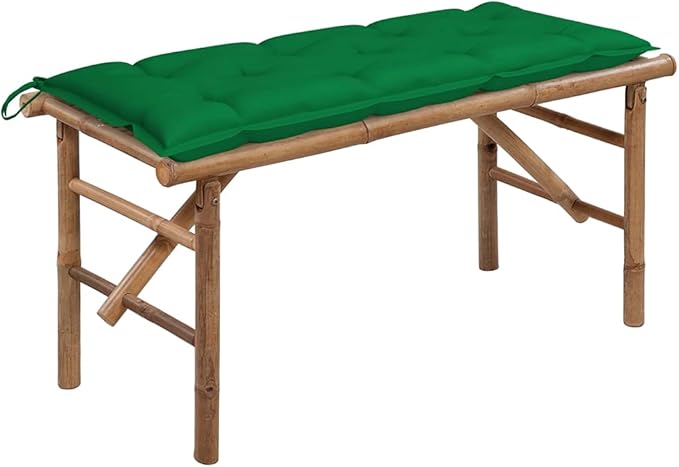 Foldable Garden Bench with Removable Cushion, Sturdy Bamboo Frame for Outdoor Seating, Weather-Resistant Polyester Fabric, Compact Storage Design, Easy to Clean, Supports Up