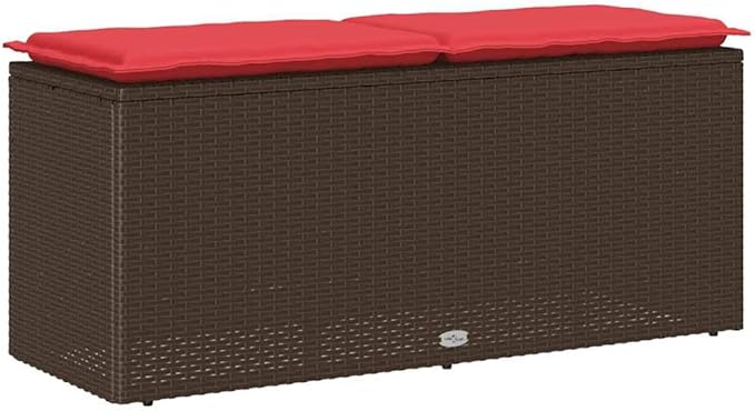 Garden Bench Deck Bench Patio Bench with Cushion Brown 43.3"x15.7"x17.3" Poly Rattan