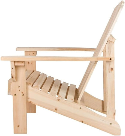 Pemberly Row Cedar Wood Adirondack Chair, 36.25" H x 34.25" W x 26.75" D, Beige Finish, Ergonomic Design, Contoured Seat, Wide Arms, Rustic Patio Seating, Low-Maintenance Outdoor Furniture