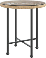 Round Bistro Dining Table 19.7 in Clear Glass Top & Steel Legs, Weather-Resistant Small Patio Table for Balcony, Garden - Photo 3