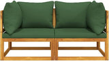 Corner Sofa with Green Cushions, Solid Acacia Wood Frame, Weather-Resistant Outdoor Sectional for Patio, Garden - Photo 2