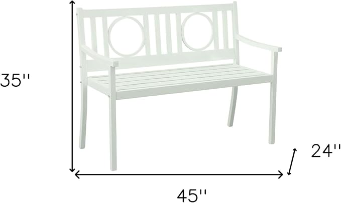 HomeRoots 45" White Metal Garden Patio Bench