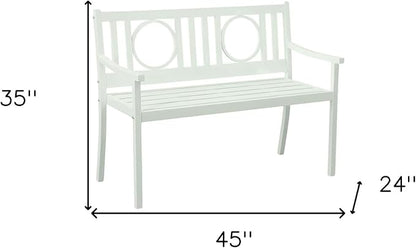 HomeRoots 45" White Metal Garden Patio Bench