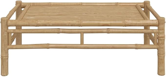 vidaXL Bamboo Patio Lounge Set - Outdoor Garden Furniture with Dark Gray Cushions - Bench and Coffee Table Included - Photo 5