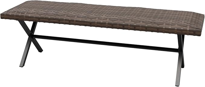 COOS BAY Echo Vibe Outdoor Bench Weatherproof, Wicker Patio Bench, Patio Dining Furniture Set, Brown