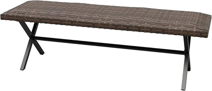 COOS BAY Echo Vibe Outdoor Bench Weatherproof, Wicker Patio Bench, Patio Dining Furniture Set, Brown