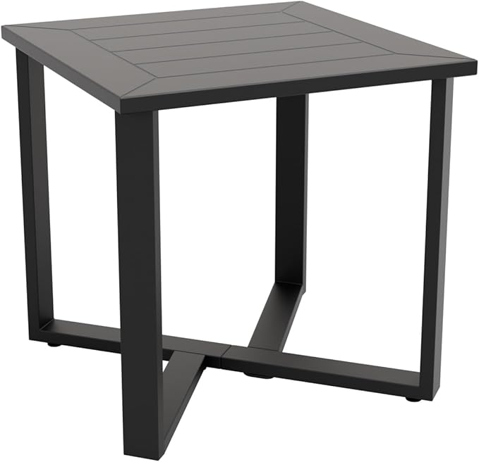 EAGLE PEAK Urban Slate Modern Outdoor Side Table, Weather-Resistant Steel Accent Patio Table for Backyard, Garden, Deck - Photo 8