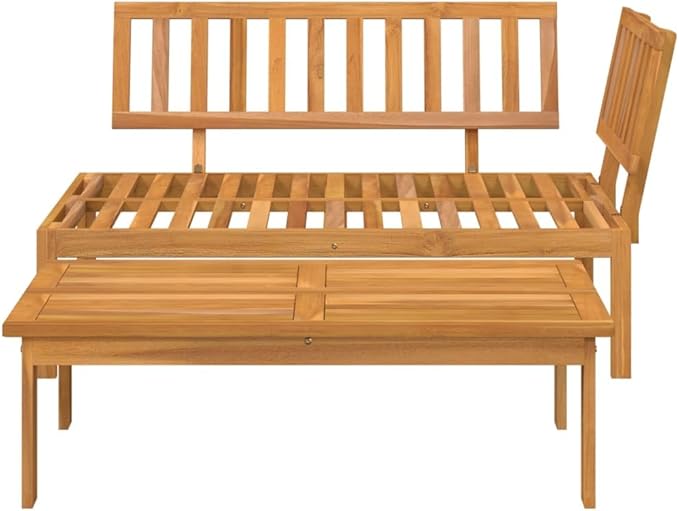 Pallet Sofa Set Natural Wood Solid Acacia Wood Medium-Sized Outdoor Furniture Outdoor Couch Poolside Lounge Furniture Backyard Seating Ensemble for Deck Balcony Patio Garden