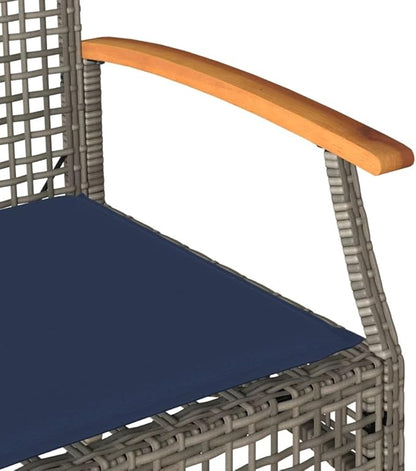 2 Seat Outdoor Garden Bench 22.4 x 42.5 x 33.5 in Grey Patio Seating with Removable Cushion, Weather-Resistant Poly Rattan for Porch Backyard Balcony