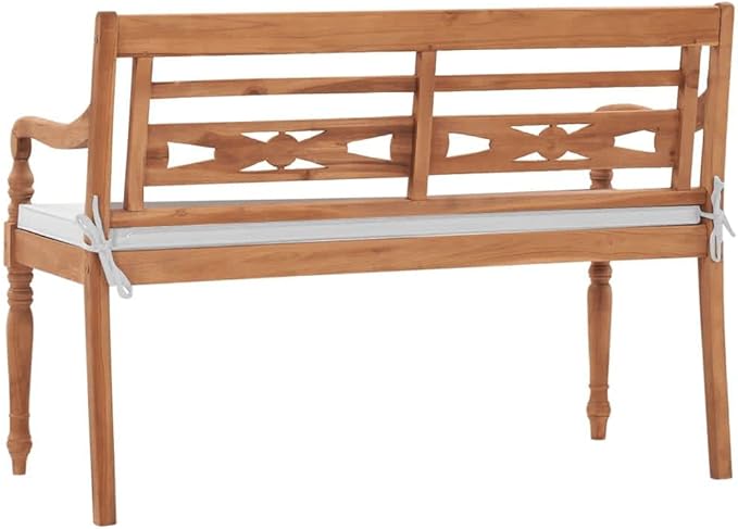 Batavia Bench with Cushions, Vintage Garden Wooden Bench, Outdoor Garden Bench, Bench with Backrest for Patio, Garden - Photo 5