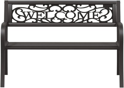 Patio Bench Garden Bench Outdoor Bench for Outdoors Porch Entryway Furniture for Yard 49.2" Steel Black
