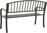 Outdoor Metal Patio Garden Bench with Backrest and Armrest - Photo 3