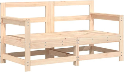 Natural Pine Outdoor Sectional Sofa 26 x 24 x 28 in Rustic Modular Loveseat for Patio Balcony Garden Backyard Seating Set