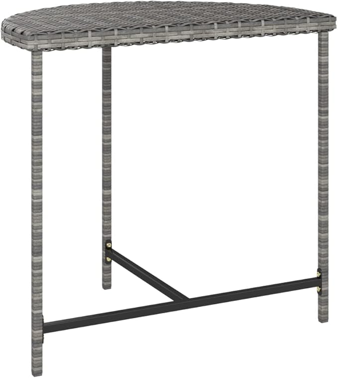 Grey Poly Rattan Garden Table with Powder-Coated Steel Frame, Modern Design and Weather Resistant for Outdoor Dining - Photo 4