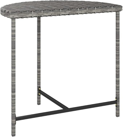 Grey Poly Rattan Garden Table with Powder-Coated Steel Frame, Modern Design and Weather Resistant for Outdoor Dining, Spacious Surface Seats Four, Durable Construction