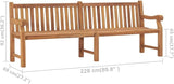 Extra Large Solid Teak Wood Garden Bench, 89.8 Inch Long Rectangular Outdoor Bench for Patio - Photo 2