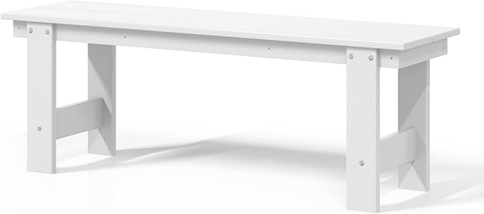 WestinTrends Ashore Outdoor HDPE 48" Modern Backless Patio Bench, White