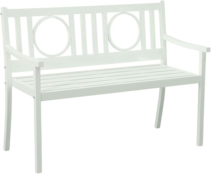 HomeRoots 45" White Metal Garden Patio Bench