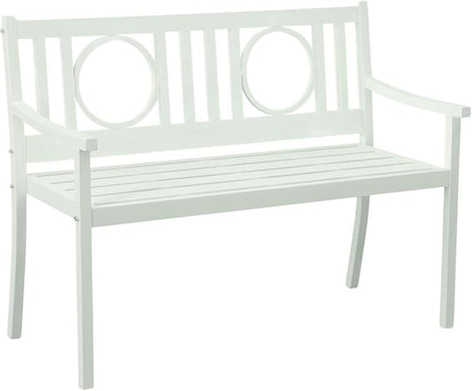 HomeRoots 45" White Metal Garden Patio Bench