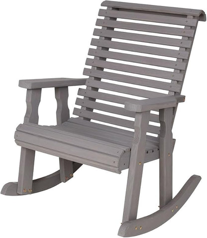 Amish Casual Heavy Duty 600 Lb Roll Back Pressure Treated Rocking Chair (Semi-Solid Grey Stain)
