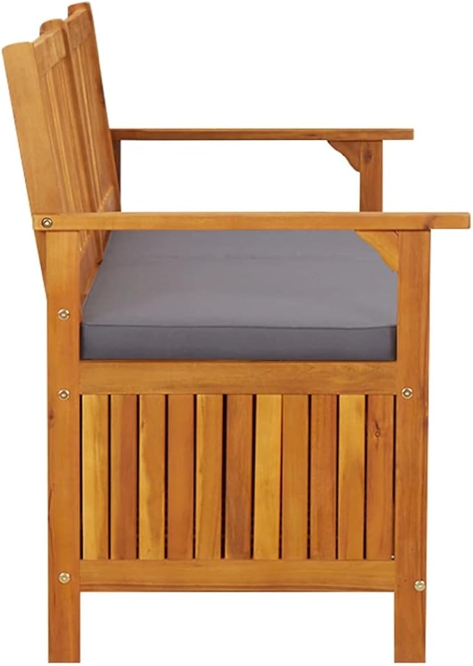 vidaXL Bench Black Solid Acacia Wood Large Storage Bench Rectangular