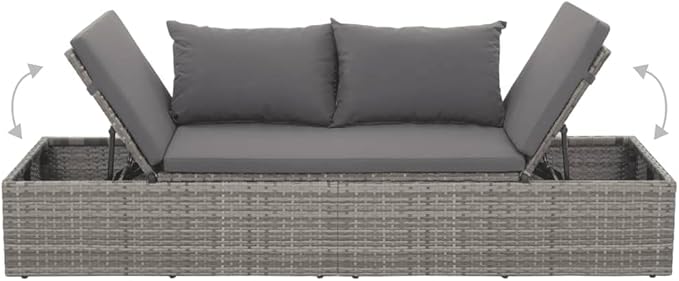 Patio Bed,Pool Lounge Chairs,Outdoor Chaise Lounge,Patio Lounge Chair,Outdoor Furniture,Outdoor Garden Chair,for Pool Side,Balcony,Beach,Yard,Gray 76.8"x23.6" Poly Rattan