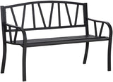 Metal Garden Bench for Outdoor Patios and Lawns, 50 Inch Park-Style Seating with Slatted Backrest and Smooth Armrests - Photo 1