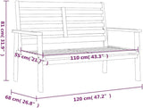 Outdoor Garden Sofa Bench, Solid Acacia Wood Loveseat for Patio, Balcony and Backyard, 2-Seater Wooden Bench - Photo 2