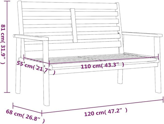 Outdoor Acacia Wood Sofa Bench for Patio and Garden - Durable Breathable Seating with Spacious Two-Person Capacity and Easy Maintenance