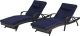KEIKI Wicker Outdoor Chaise Lounge Chairs Set of 2 for Patio & Pool Side with 5-Level Adjustable Backrest and Cushions - Photo 6