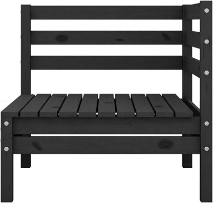 4-Piece Patio Lounge Set Solid Pinewood Black Outdoor Furniture Set with Modular Design for Garden Balcony Porch
