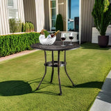 VINGLI 32" Outdoor Dining Table, Round Patio DiningTable with Umbrella Hole - Photo 6